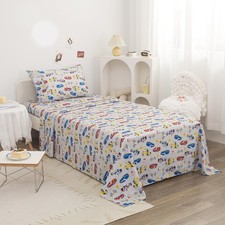 Bed Sheet Set for Kids Boys, Full Size Kids Sheets Microfiber Fitted Sheet, B...