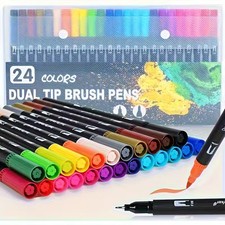 24pcs Double-Ended Watercolor Markers Art Drawing Craft Set Gift