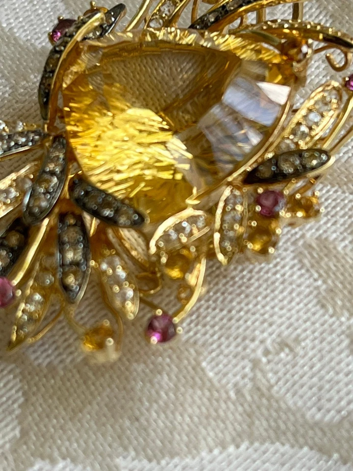 Colgante LeVian oro amarillo macizo 14K diamante citrino topacio blanco y granates Foto 4 de 4