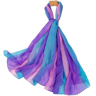 Women's chiffon rainbow scarves long colorful soft lightweight thin scarf cape sleep...