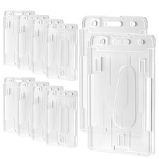 10Pack Vertical 2-Card Badge Holder with Thumb Slots Hard, Hard Transparent