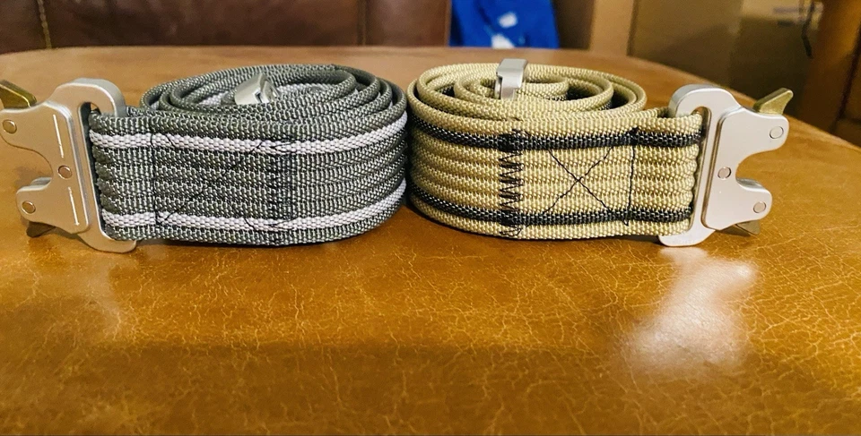 Two Military Tactical Style Belts! One In Gray And White And Other In Tan x Blk - Image 4 of 4