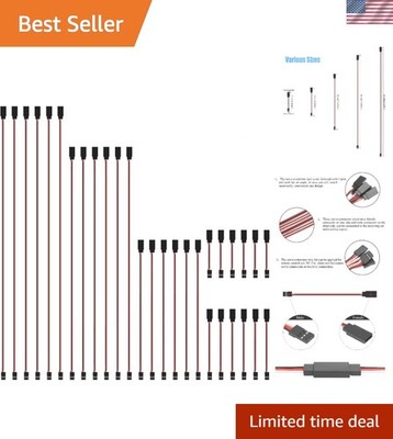 30-Pc 3-Pin Servo Cable Set with 22 AWG Wire - Ideal for Remote Control Vehicles
