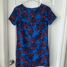 J. Crew Womens Mini Shift Dress Sz 0 Floral Blue Hawaii Travel Vacation Resort