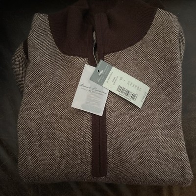 Daniel Cremieux Large Mercerized Wool Cashmere New Mens Pullover 1/4 zip Sweater