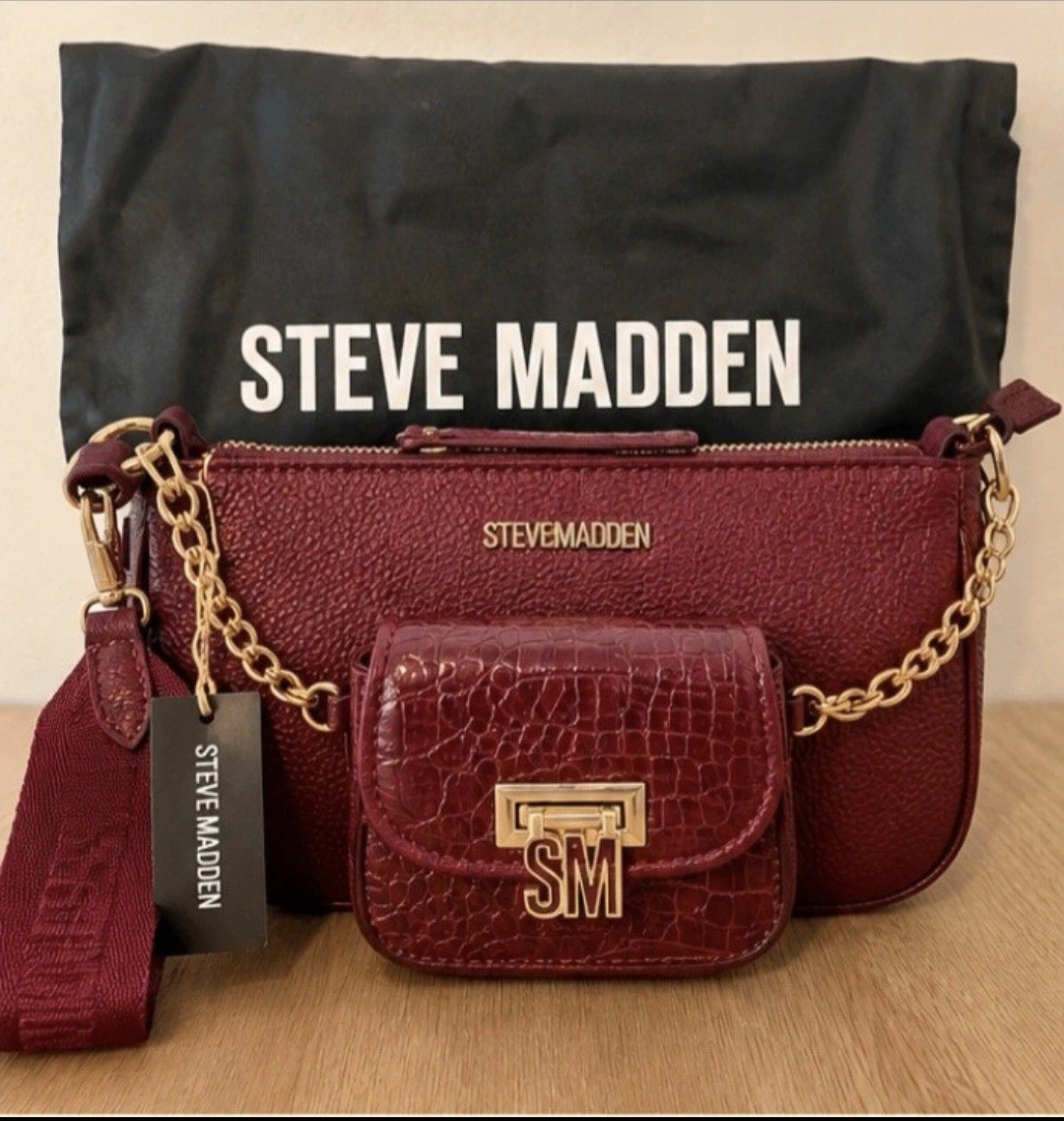 Steve Madden BDAISY-M Bolso Bandolera Mujer Burdeos 2 en 1 con Monedero