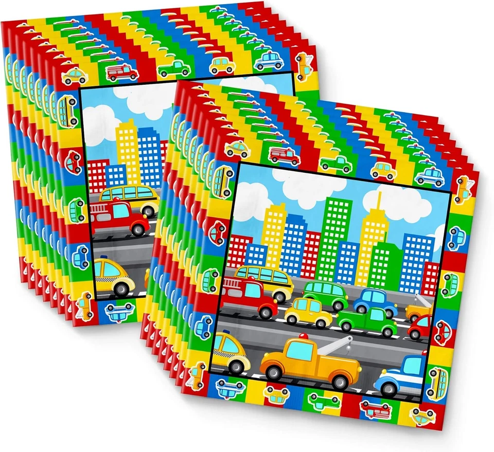 Suministros para fiestas de cumpleaños para autos y camiones - Suministros para cumpleaños de autos para niños - Pequeño Foto 4 de 4