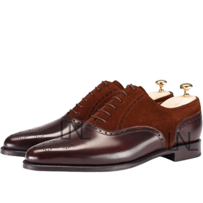 Men\'s Burgundy Leather and Suede Oxfords Handmade Men main image 4
