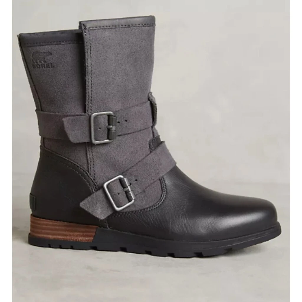 Sorel Major Moto Fold Over Boot Gray Suede/Black Leather Ant. Silver  Buckles 7 | eBay