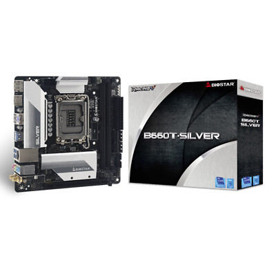 Biostar B660T-Silver Mainboard - Motherboard, m-ITX, B660, LGA1700, DDR4, 2x M.2