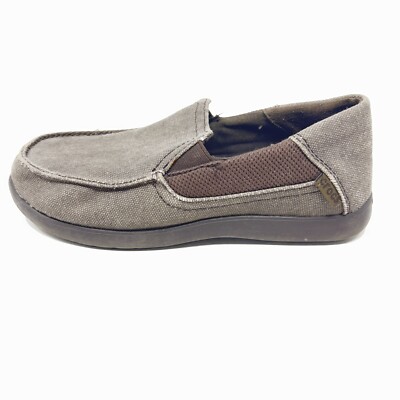 Crocs Kids Sz J2 Santa Cruz 204025 Luxe II Slip-On Brown Shoes