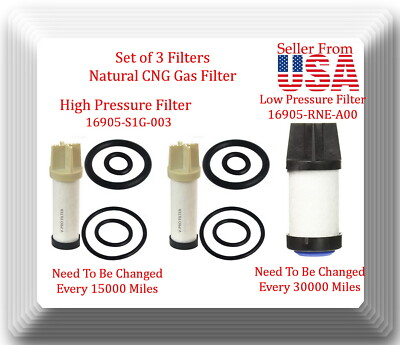#ad #ad 2 x High Pressure 1 Low Pressure Natural CNG Gas Filter Fits Civic GX 4 Door $37.05