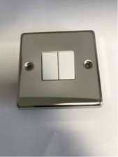 VOLEX POLISHED STAINLESS STEEL 10AX 2GANG 2WAY SWITCH