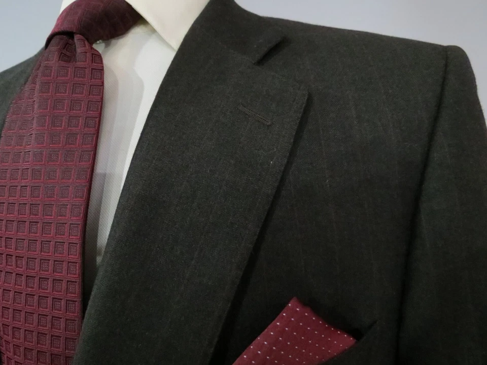 Ermenegildo Zegna wool cashmere blend charcoal forest pin stripe suit 44 L - Image 4 of 4