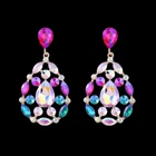 Women's Colorful Glass Rhinestone Flower Teardrop Stud Earrings