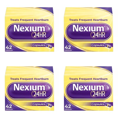 4 PACK - Nexium 24HR Acid Reducer Capsules for Heartburn Relief - 42 Count