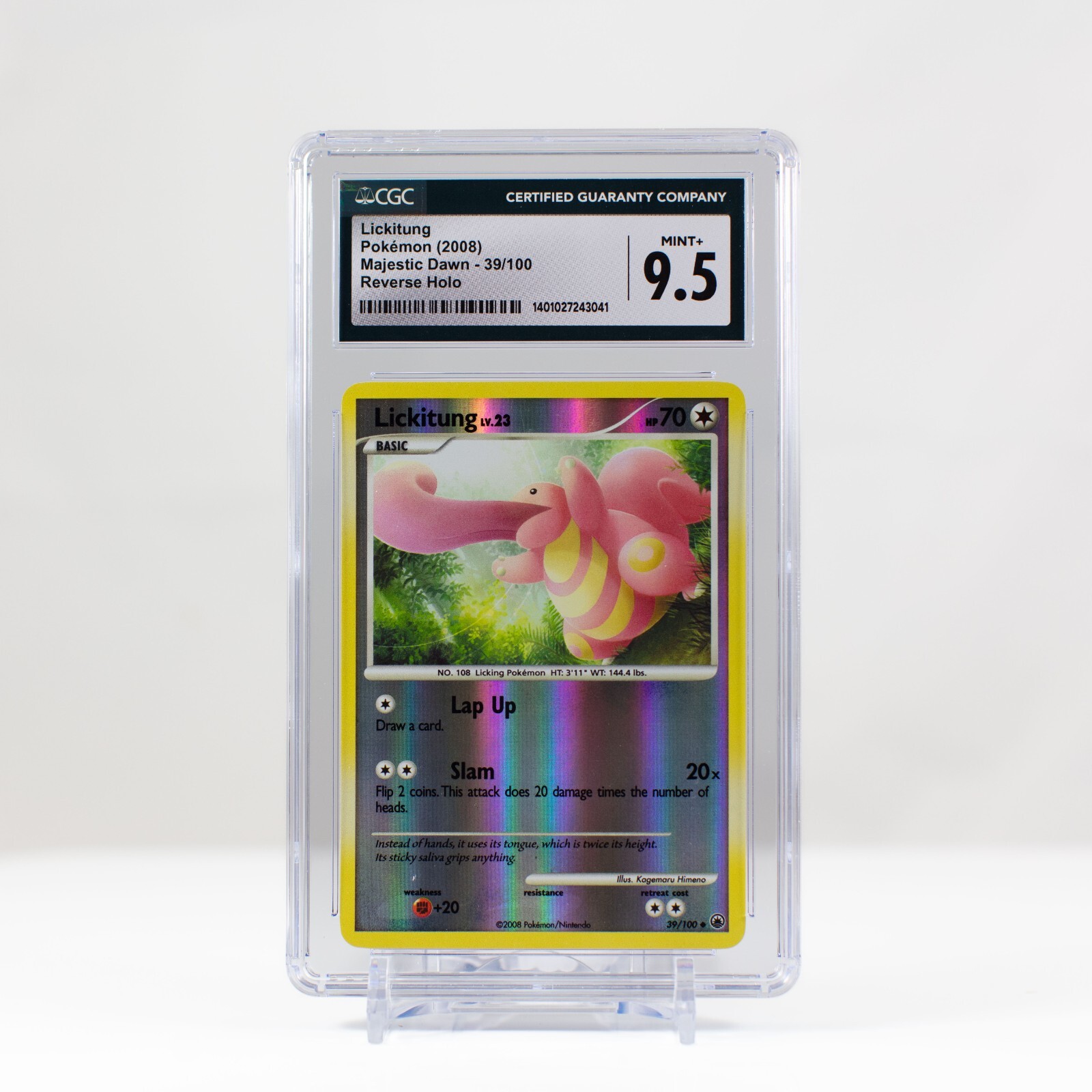 Pokemon Lickitung Reverse Holo #39 Majestic Dawn 2008 - CGC 9.5 POP 1 