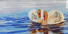 Needlepoint Painted Canvas Gobelin 13983 Swans. 24"x43" Collection D'Art