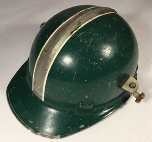 green fiberglass hard hat