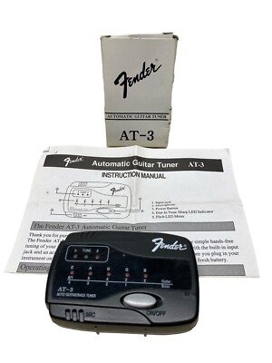 Fender AT-3 Auto Guitar / Bass Tuner (Tested Working 9V) Authentic Free Shipping