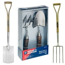SPEAR&JACKSON GARDENERS SET DIGGING SPADE AND FORK, HAND FORK & TROWEL