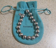 Tiffany  Company Bead Ball Shape Sterling Silver Bracelet With Pouch 7.25 Inch