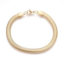 1Pc Golden Stainless Steel Herringbone Chain Bracelets 8-1/4 inch 21cm 6x2.5mm