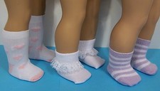 3pr Socks: WHITE LAVENDER PINK Doll Clothes For 18 American Girl Debs