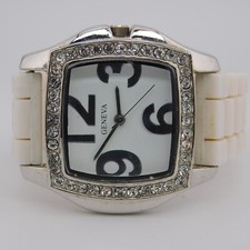 GENEVA 5949 White-Tone Quartz Analog Women's Watch New Battery