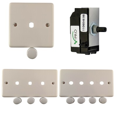 G&H Contour Flat White Dimmerplatten & Module LED Halogen Vpro Vcom Vdim
