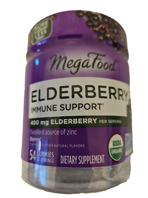 MegaFood Elderberry Immune Support Gummy, 400 mg Berry 54 Gummies Exp 4/26