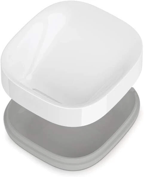 Jabonera compacta delgada Joseph 70511 con drenaje, gris, 7,1 x gris/blanco  Foto 4 de 4