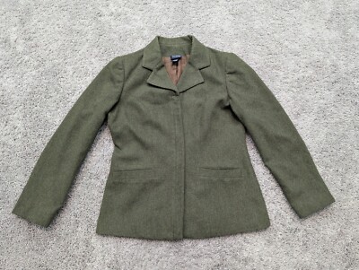 Hillard & Hans Blazer Womens 8 Coat Jacket Full Zip Green Office 39% Wool