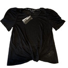 Dkny Jeans Ruched T Shirt Short Sleeve Womens Size M Black Light Weight