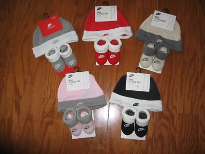 Nike /Jordan/Champion  Hat & Booties Socks 2 Pc Set Size 0/6 Mo Infant Baby  New