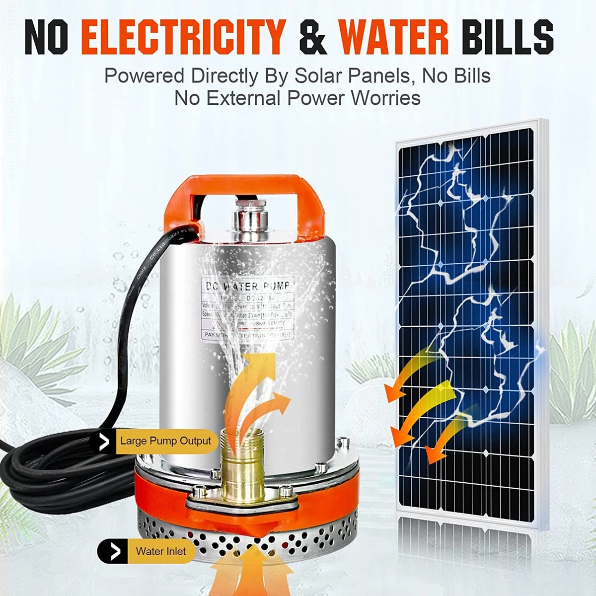 150W Solar Water Pump Kit 12V Submersible Water Pump with Solar Panel  Irrigation | eBay