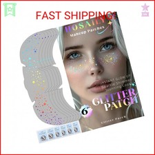 HOSAILY 6pcs Holographic Multicolor Chameleon Glitter Freckles Face Tattoo, Wate