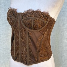 Strapless brown lace corset top