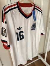 Mexico World Cup Soccer Jersey White Quinones #16 US Size Large NWT