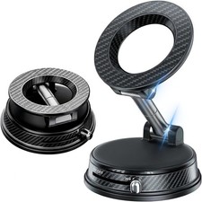 Magnetic Car Phone Holder, 360  Adjustable Vacuum Dashboard and Windshield Moun