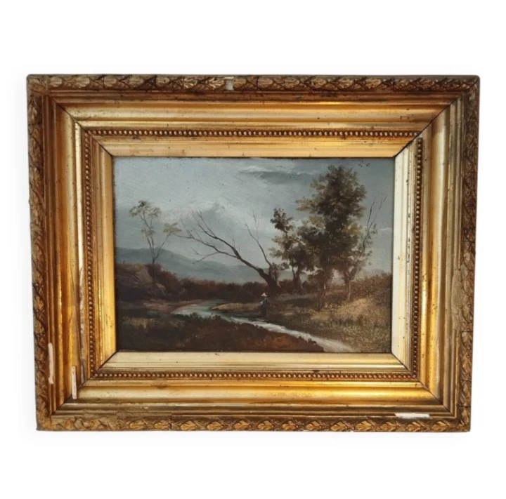 Oil on panel, signed (19th century) - Barbizon school - Photo 1/4