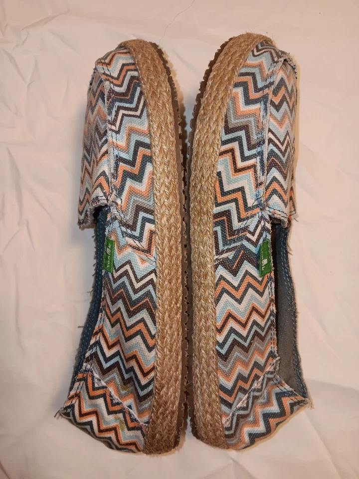Zapatos sin cordones Sanuk para mujer multicolores talla 7 azul y naranja informales cómodos Foto 4 de 4