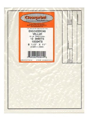 Clearprint Vellum Sheets 8.5x11'' - Engineer Title Block, 10 Sheets, Translucent