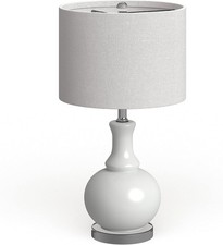Modern White Glass Table Lamp Set 28in LED Included