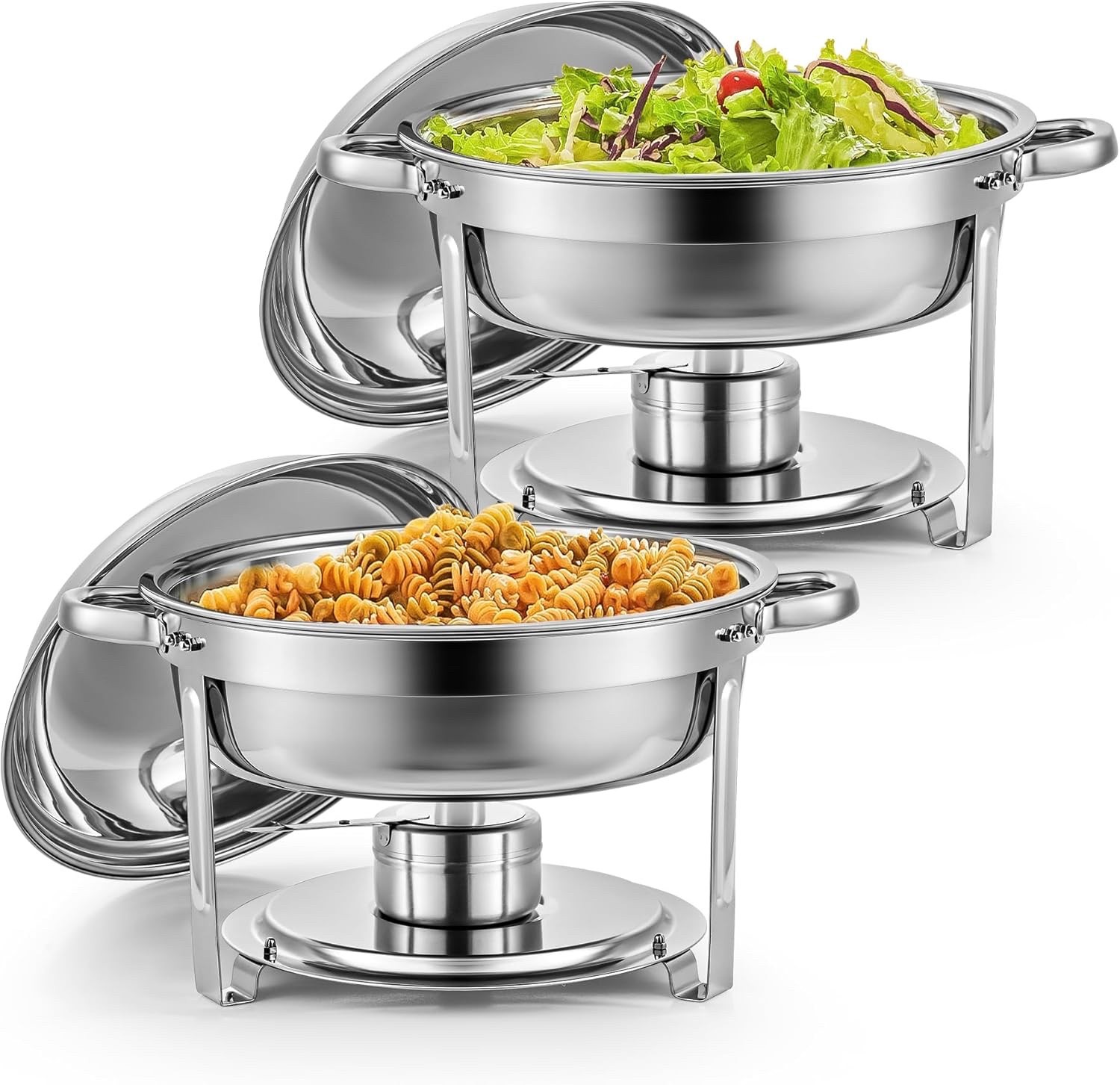 2x 5L Edelstahl Chafing Dish Rund Buffet Speisenwärmer Gastronomie Set