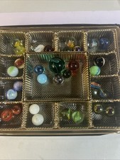 25 Vintage Glass Marbles Lot 4oz Jar Some UV Reactive Swirl Mix Shooter Green