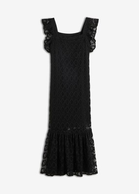 Neu Kleid in Lochstrick-Optik Gr. 36/38 Schwarz Damen Partykleid Ärmellos