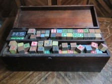 Vintage Lot of 264 Childrens Wooden Blocks in Antque Wooden Box