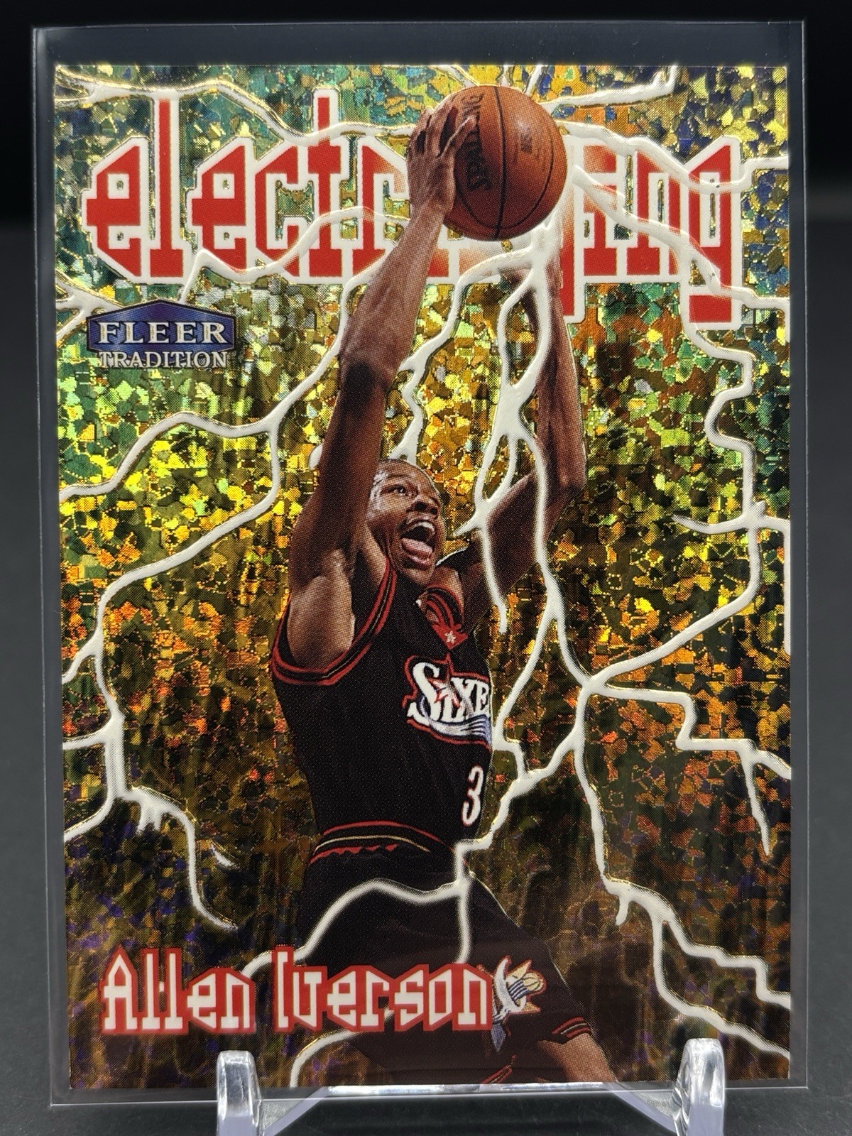 1998 FLEER TRADITION ALLEN IVERSON #5 Of 10E ELECTRIFYING GOLD HOLOFOIL INSERT