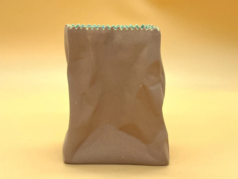 Rosenthal Studio Line, Germany brown Crushed Paper Bag, Do Not Litter Collection - Image 2 of 4